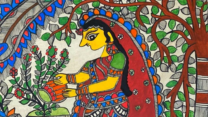 Madhubani art painting - yahviinnovations - Digital Art, People & Figures,  Female Form, Other Female Form - ArtPal